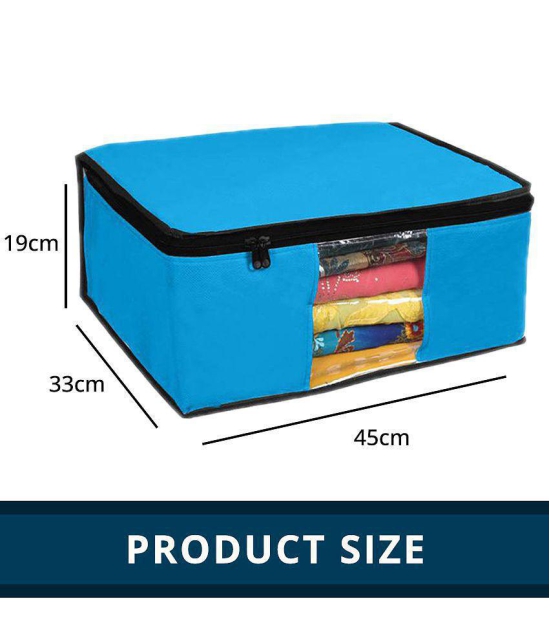 HOMETALES Saree Cover / Cloth Storage & Organizer with Transparent Window,Blue (6U)