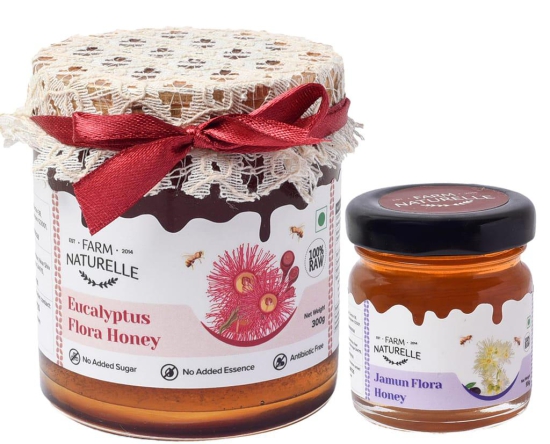 Farm Naturelle Honey - Eucalyptus Flower Forest Honey |300 Gms+ 55 Gms another Flower Honey| 100% Pure Honey, Raw Natural Ayurvedic Honey |Antioxidant, Anti-inflammatory Honey.