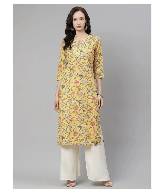 Divena - Yellow Cotton Womens Straight Kurti - 3XL