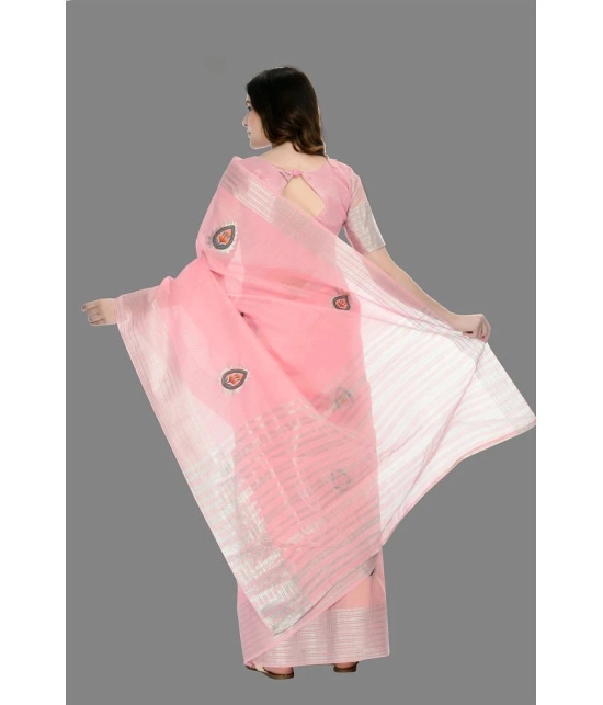 OFLINE SELCTION - Pink Silk Saree With Blouse Piece ( Pack of 1 ) - Pink