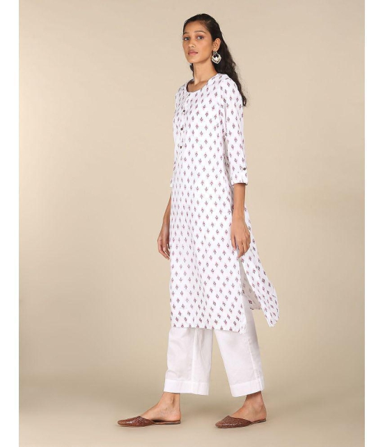 Karigari - White Rayon Women's Straight Kurti ( Pack of 1 ) - None