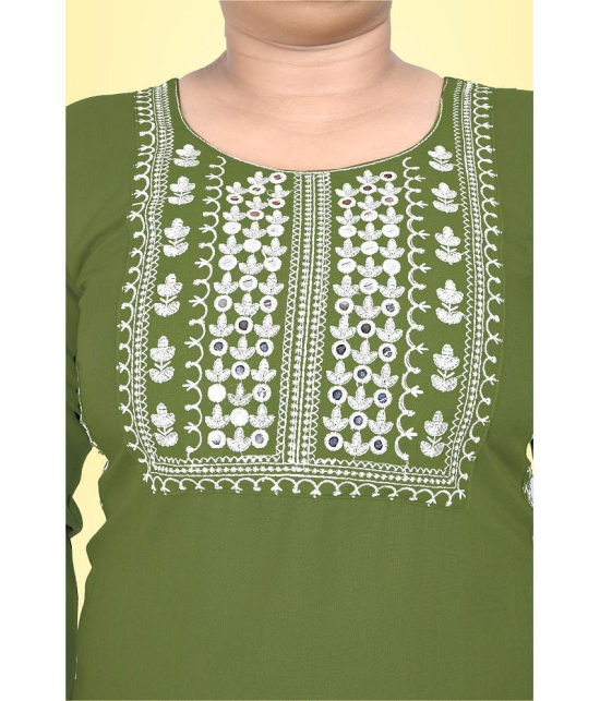 Kapadia - Green Rayon Womens Straight Kurti ( Pack of 1 ) - None