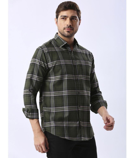 HJ HASASI Cotton Blend Regular Fit Checks Full Sleeves Men's Casual Shirt - Green ( Pack of 1 ) - None