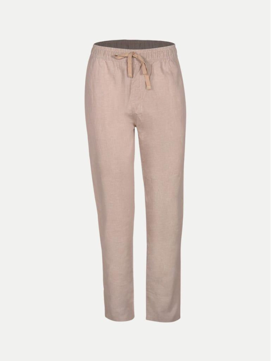 Men Beige Solid Remi Cotton Chinos Trousers