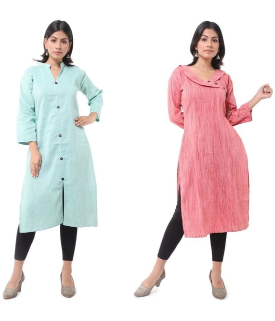 DESHBANDHU DBK - Multicolor Cotton Womens Straight Kurti ( Pack of 2 ) - None