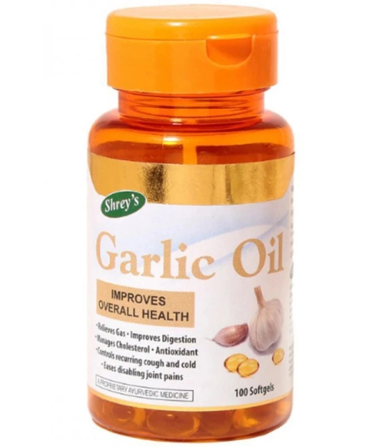 Shreys Garlic Oil for Digestion – 100 Capsules (Improves Overall Health) 100 no.s Unflavoured Minerals Softgel