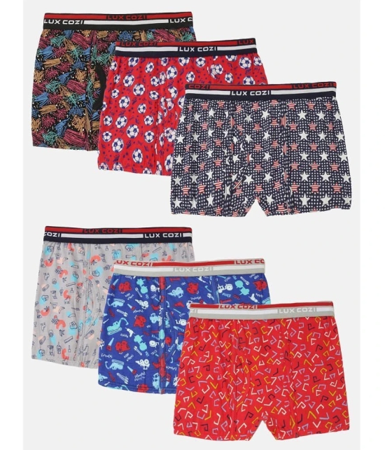 Lux Cozi - Multicolor Cotton Boys Trunks ( Pack of 6 ) - None