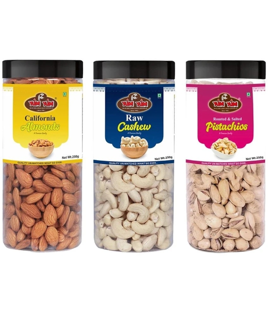 YUM YUM Dry Fruits Combo Pack 750g (Almonds 250g,Cashew 250g,Pista 250g) Jar Each