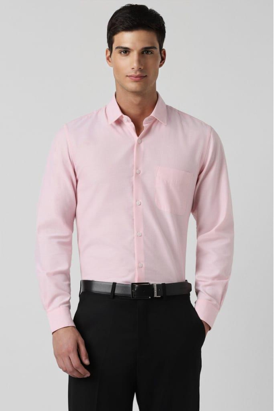 Men Pink Slim Fit Formal Full Sleeves Formal Shirt