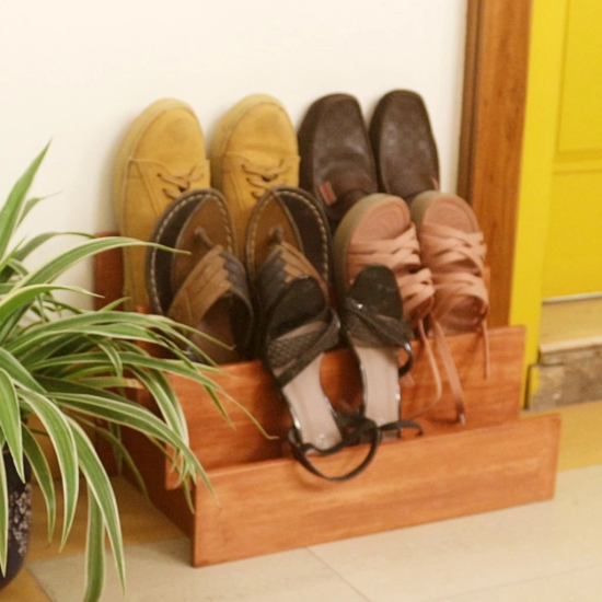 BARISH - Handcrafted Shoe Rack Organizer Wooden, Rubberwood Shoe Rack with Rack, Shoe Rack for Home, Hall, Office