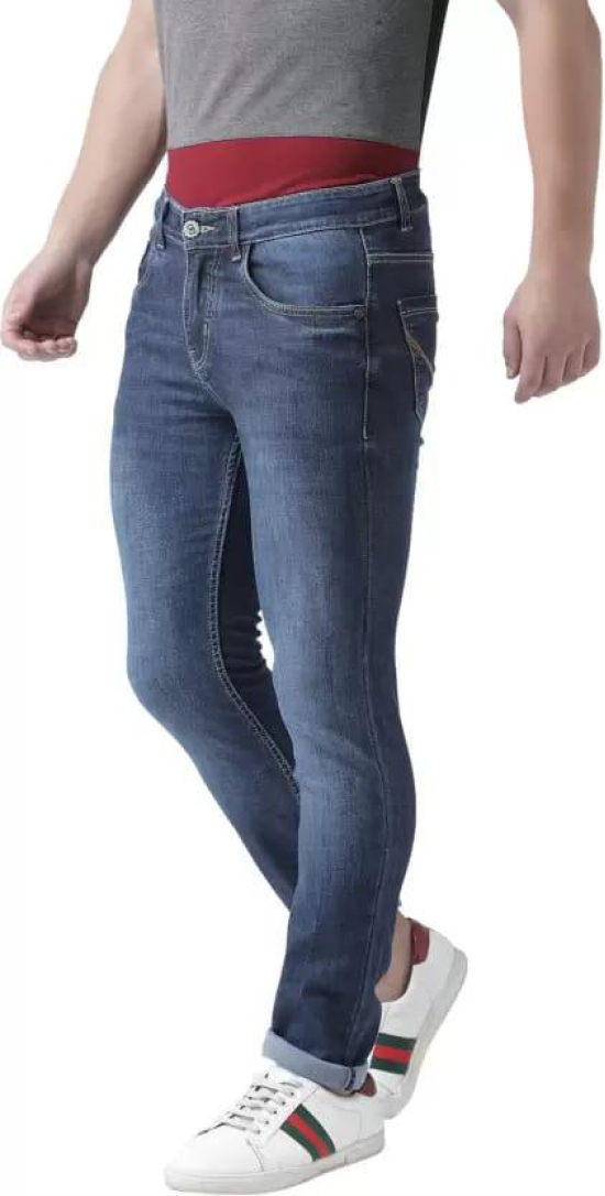 Men Slim Mid Rise Blue Jeans