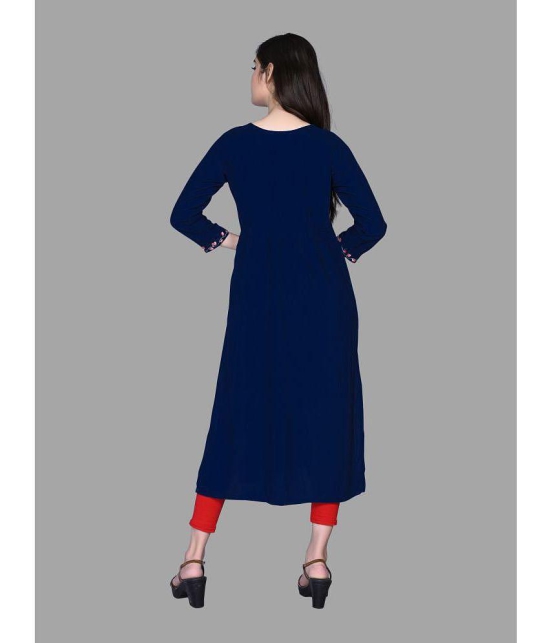 haya fashion - Navy Rayon Women's Straight Kurti ( Pack of 1 ) - None