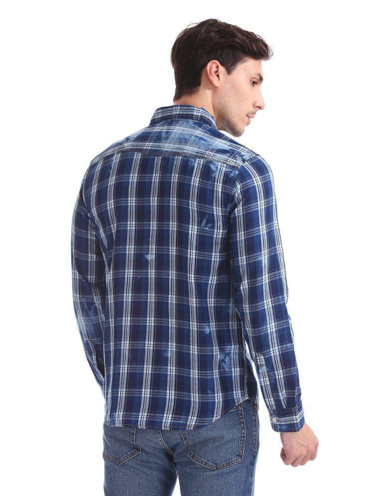 Cherokee 100 Percent Cotton Blue Checks Shirt - None