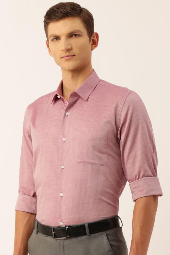 Men Pink Slim Fit Formal Full Sleeves Formal Shirt