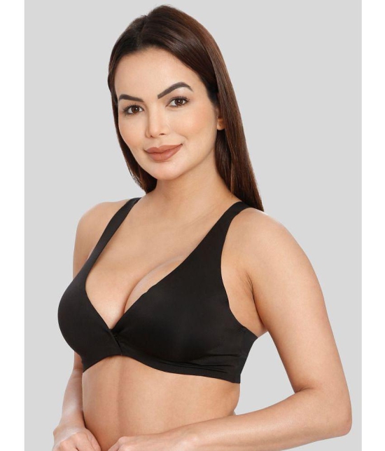 ILRASO - Black Satin Removable Padding Women's Plunge Bra ( Pack of 1 ) - None