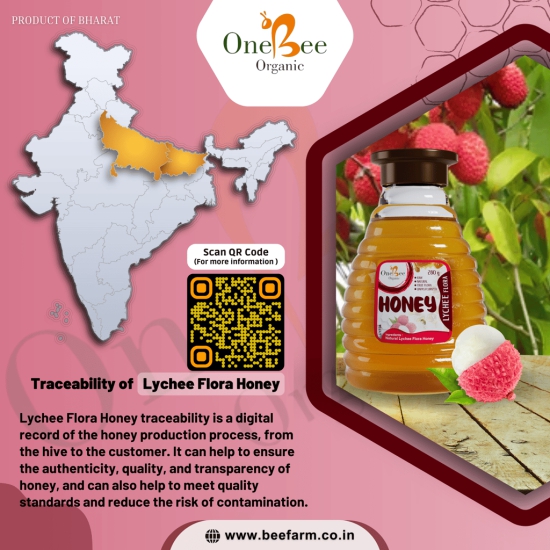 ONE BEE ORGANIC Honey | Lychee Honey/Litchi Flora Honey | Natural Flora Honey - 280 GM.