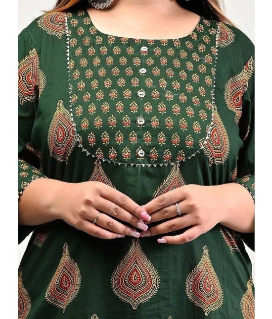 Swasti - Green Cotton Womens Straight Kurti ( Pack of 1 ) - None