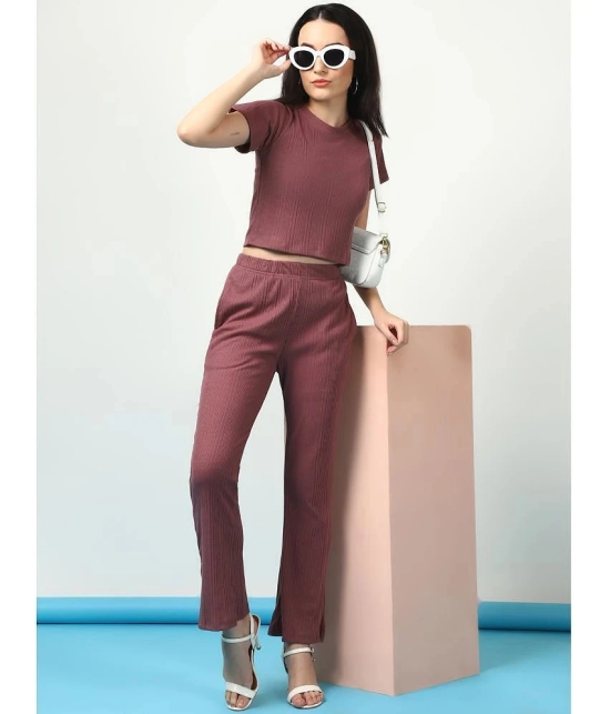 Rigo Mauve Solid Pant Top Set - None