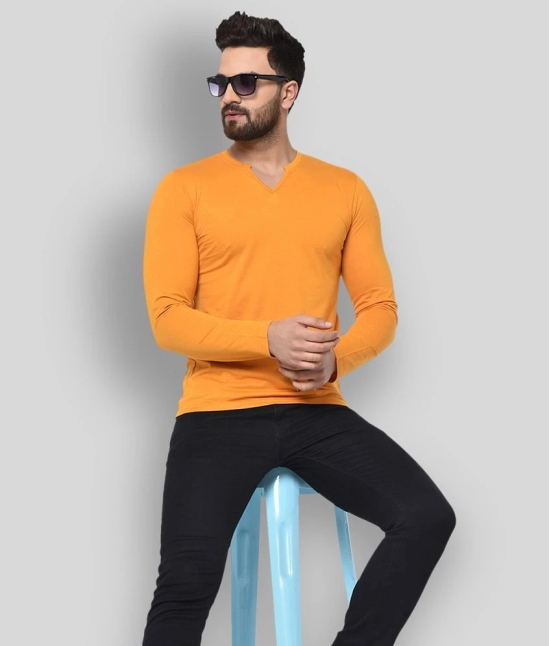 Glito - Mustard Cotton Blend Regular Fit Mens T-Shirt ( Pack of 1 ) - None