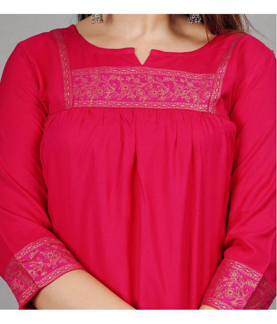 Smien - Pink Rayon Womens Ethnic Tunic ( Pack of 1 ) - None