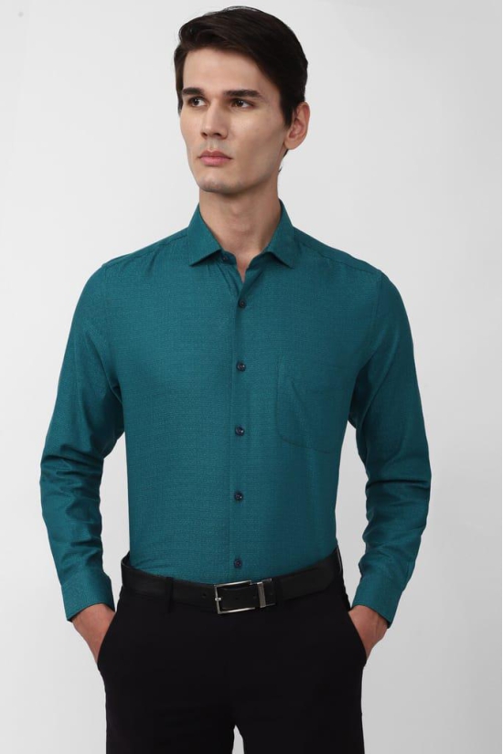 Men Green Slim Fit Formal Full Sleeves Formal Shirt