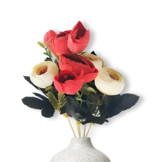 Twin Colour Peony Artificial Flowers Red and White