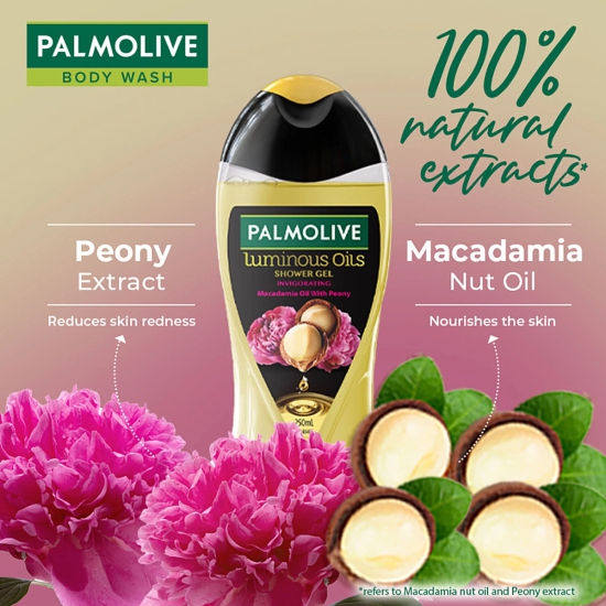 Palmolive Macadamia Oil & Peony Flower Luminous Oils Invigorating Moisturizing Shower Gel, 250 Ml