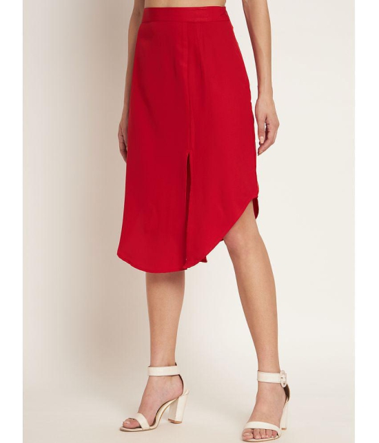 Curvydrobe Red Crepe Women's A-Line Skirt ( Pack of 1 ) - None