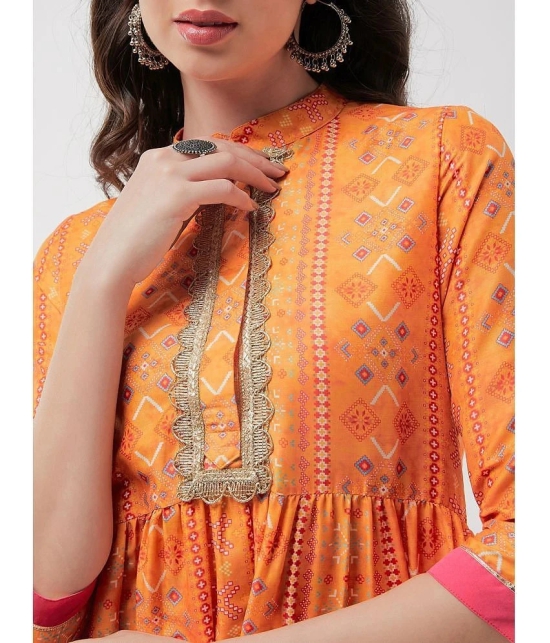 Pannkh - Orange Polyester Womens Nayra Kurti ( Pack of 1 ) - None