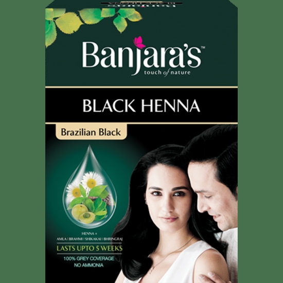 Banjara's Hair Colour - Black Henna, 6 Numbers X 9g Carton