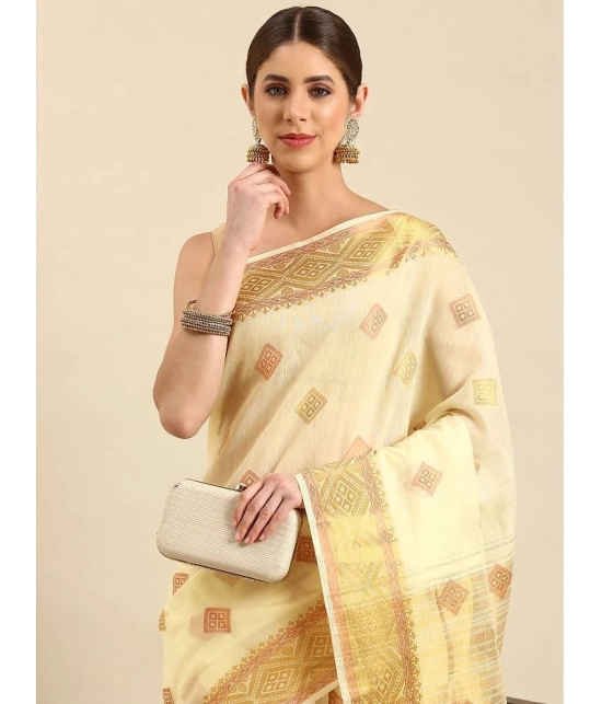 SHANVIKA - Yellow Chanderi Saree With Blouse Piece ( Pack of 1 ) - Yellow