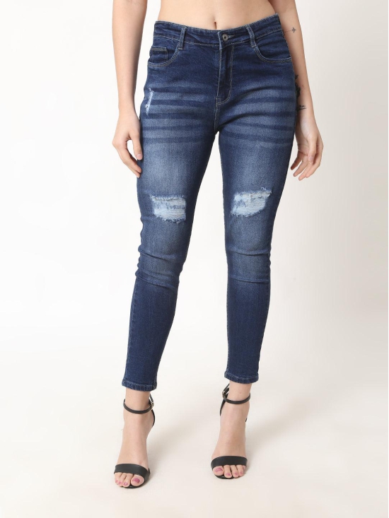 Women Skinny Mid Rise Dark Blue Jeans-24