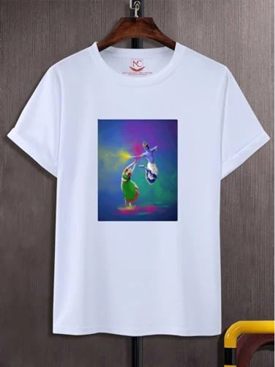 NITYANAND CREATIONS Round Neck White Holi T-Shirt for MEN-HOLI-T-SHIRT-11552-M