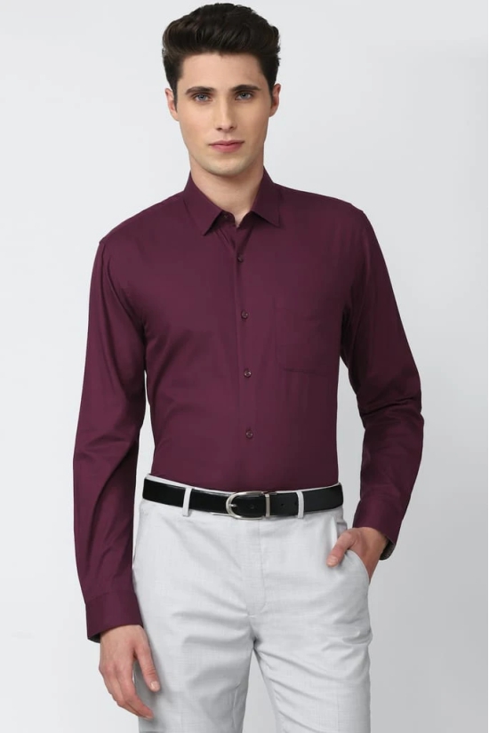 Men Purple Regular Fit Formal Full Sleeves Formal Shirt