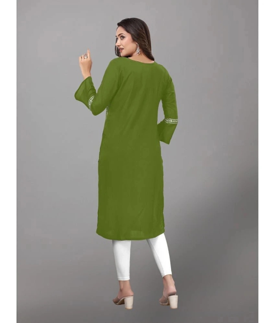 Kapadia - Green Rayon Womens Straight Kurti ( Pack of 1 ) - None