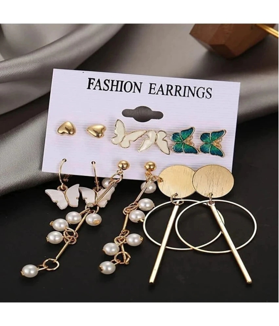 FASHION FRILL - Golden Stud Earrings ( Pack of 6 ) - Golden