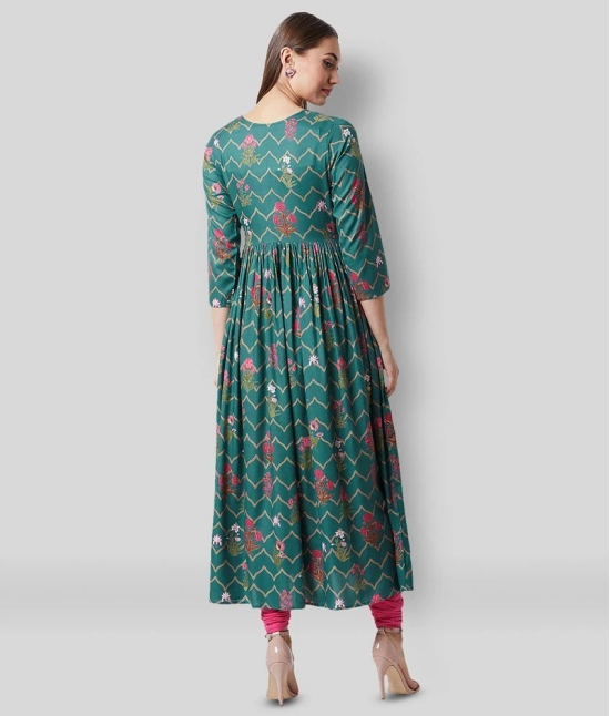 Tissu - Green Rayon Womens Anarkali Kurti ( Pack of 1 ) - M