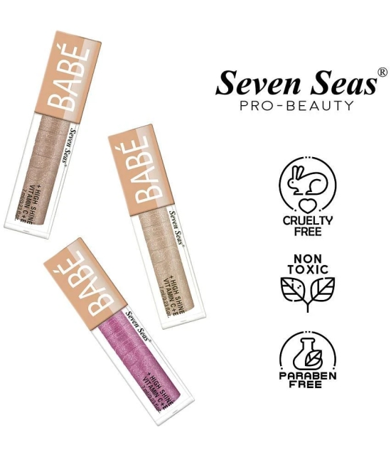 Seven Seas Babe Glittery Lip Gloss With High Shine Lip Color For Glossy Look (Pink)