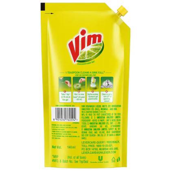 Vim Liquid Dish Wash Gel 140 Gms