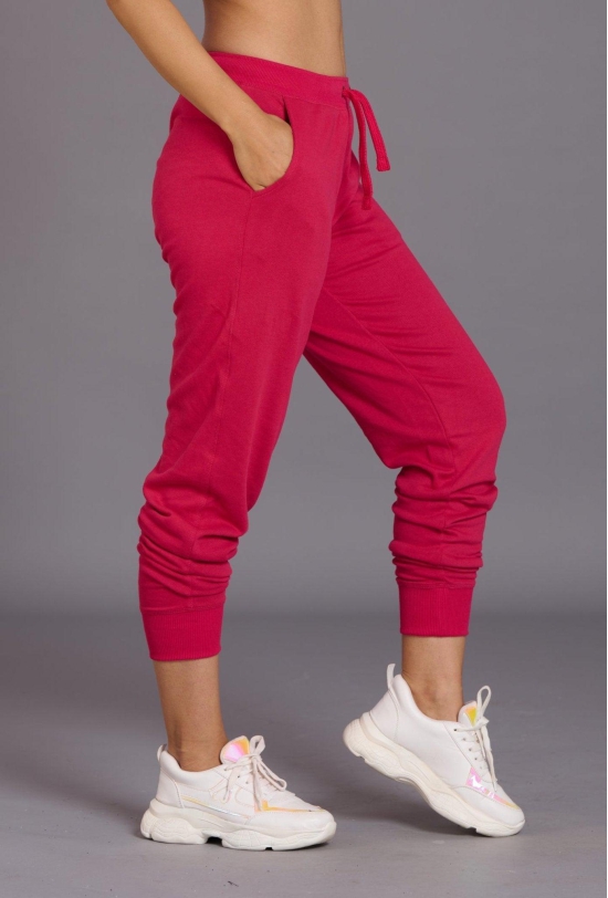 Sinner Printed Pink Cotton Joggers for Women