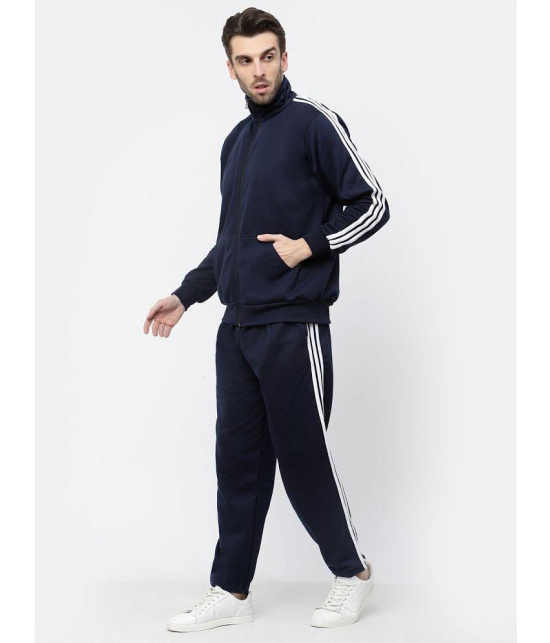 KZALCON - Navy Cotton Blend Regular Fit Mens Tracksuit ( Pack of 1 ) - XL