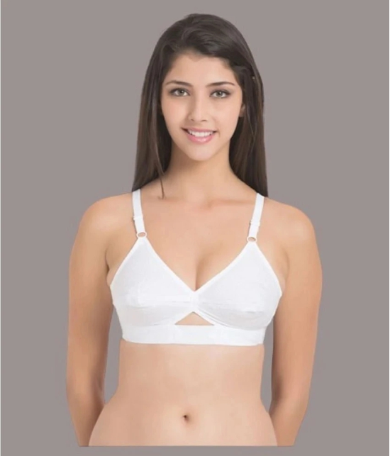 Zourt - White Cotton Non Padded Womens Everyday Bra ( Pack of 2 ) - None