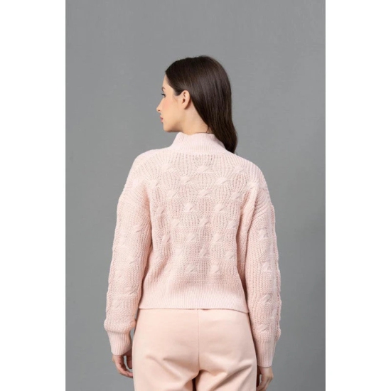 Mode By RedTape Women Peach Texture Design Sweater