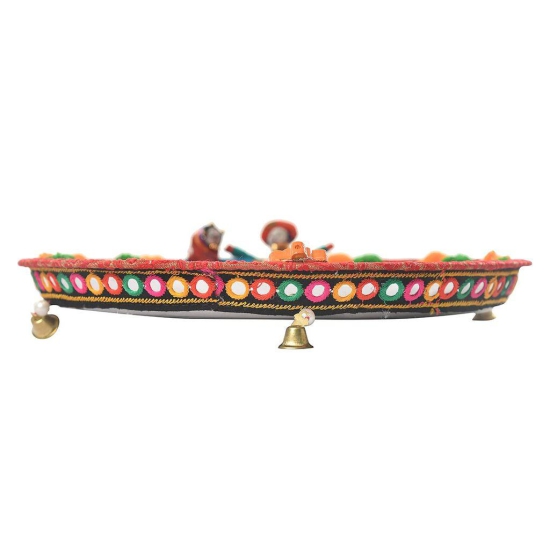 Garvi Gurjari (A Gujarat Govt Enterprise) Metal Puja Pair Thali (27 cm x 27 cm)