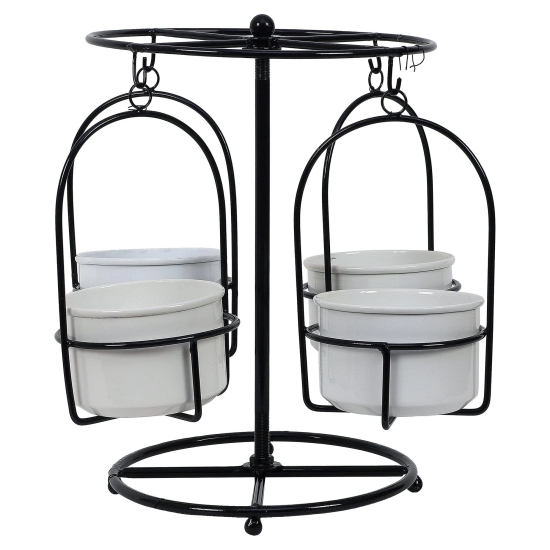 Black & White Merry Go Round Revolving Planter-Black & White