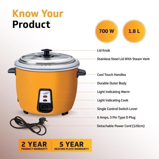 VRCD 1.8 2CB Drum Electric Rice Cooker