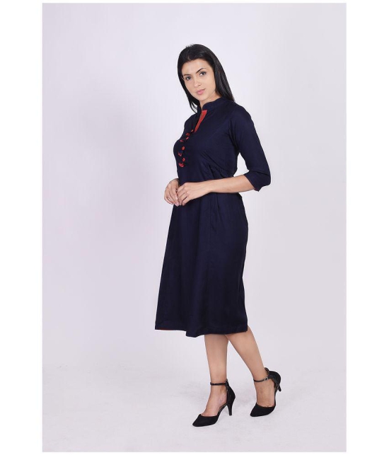 FabbibaPrints - Navy Rayon Women's A-line Kurti ( Pack of 1 ) - None