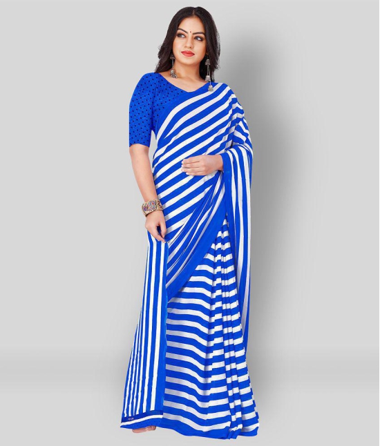 Anand - Blue Georgette Saree With Blouse Piece ( Pack of 1 ) - Blue