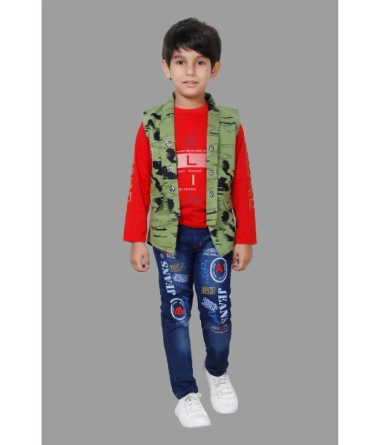 DKGF Fashion - Green Cotton Blend Boys Shirt & Jeans ( Pack of 1 ) - None