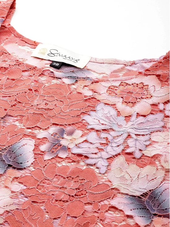 Designer Pink Lace Dress-S